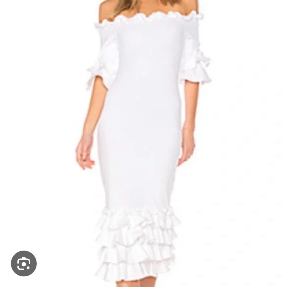 White Ruffled Tiered Off-Shoulder Dress